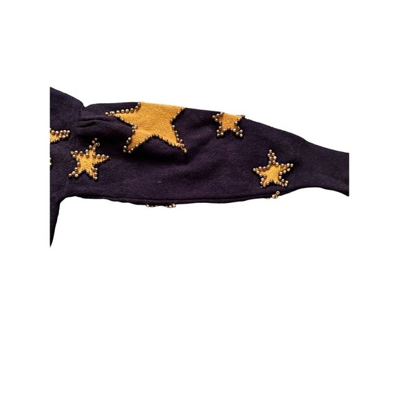 Rare Navy Beaded Gold Start Sweater - M - Picture 5 of 6